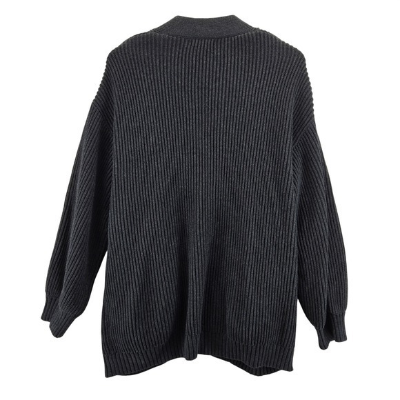 Quince Organic Cotton Charcoal Gray Oversized Open Front Cardigan Sweater M - Picture 4 of 8